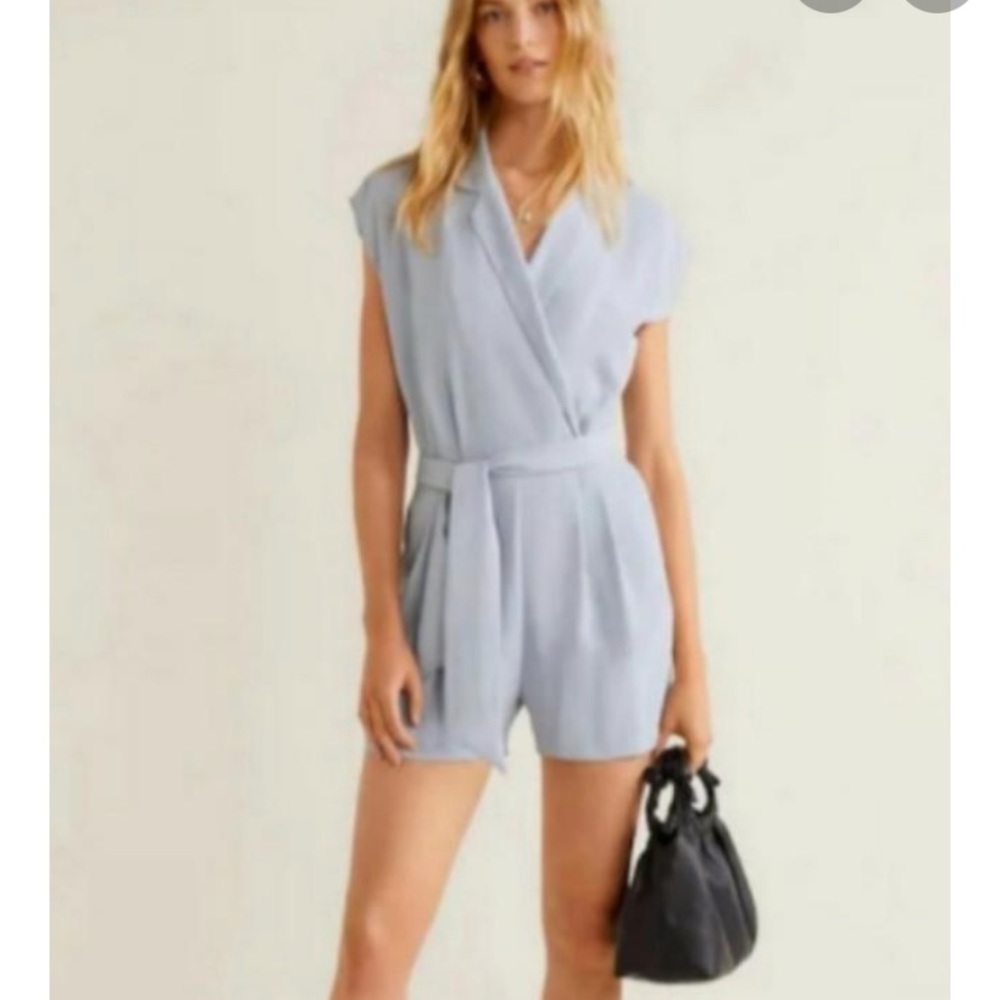 MANGO- wrap periwinkle romper